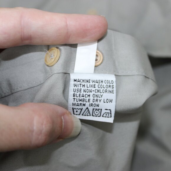 Albert Nippon Long Sleeve Gray Green Button Up Dress Shirt Mens Size 16 32/33 - Picture 7 of 7